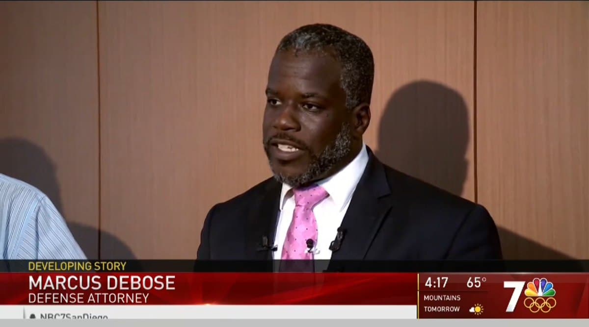 Attorney Marcus E. DeBose interviewed as a defense attorney on NBC 7 San Diego